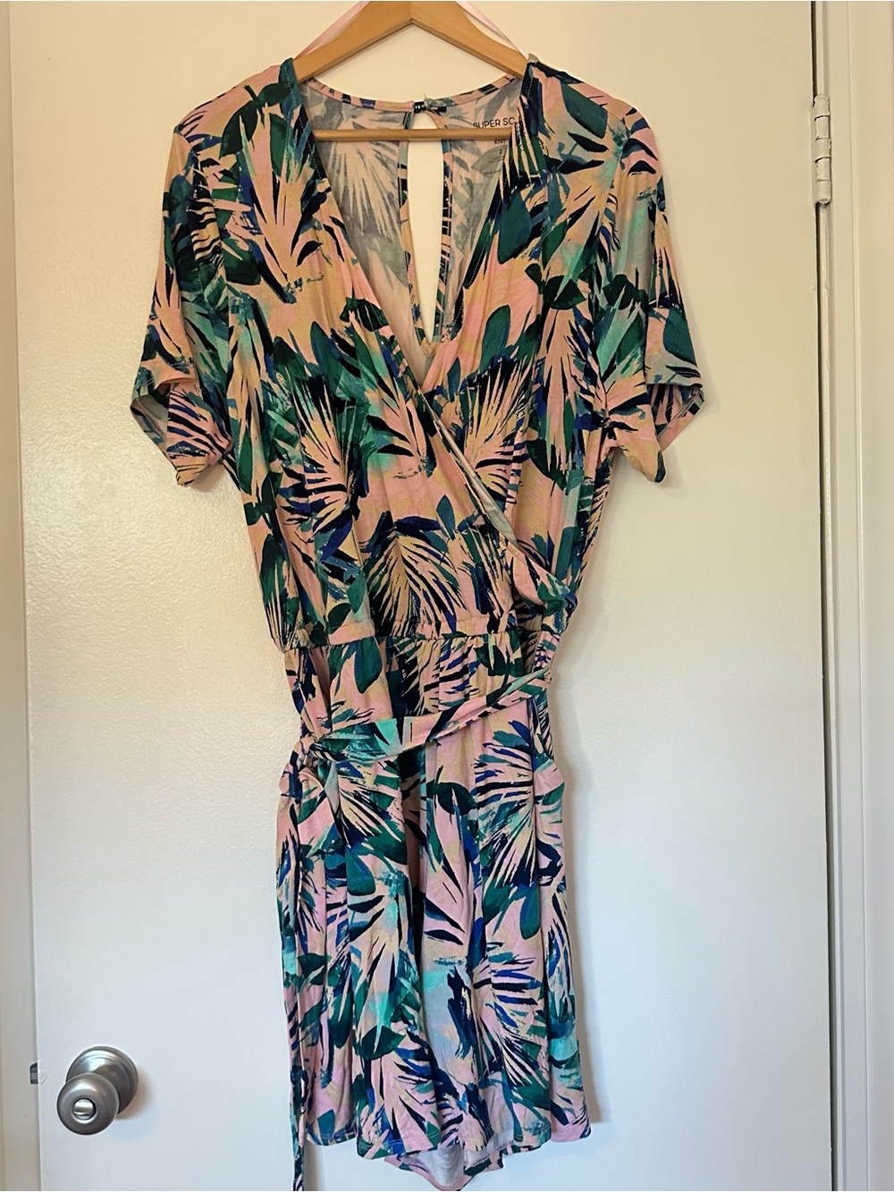 torrid Pink Tropical Print Wrap Romper